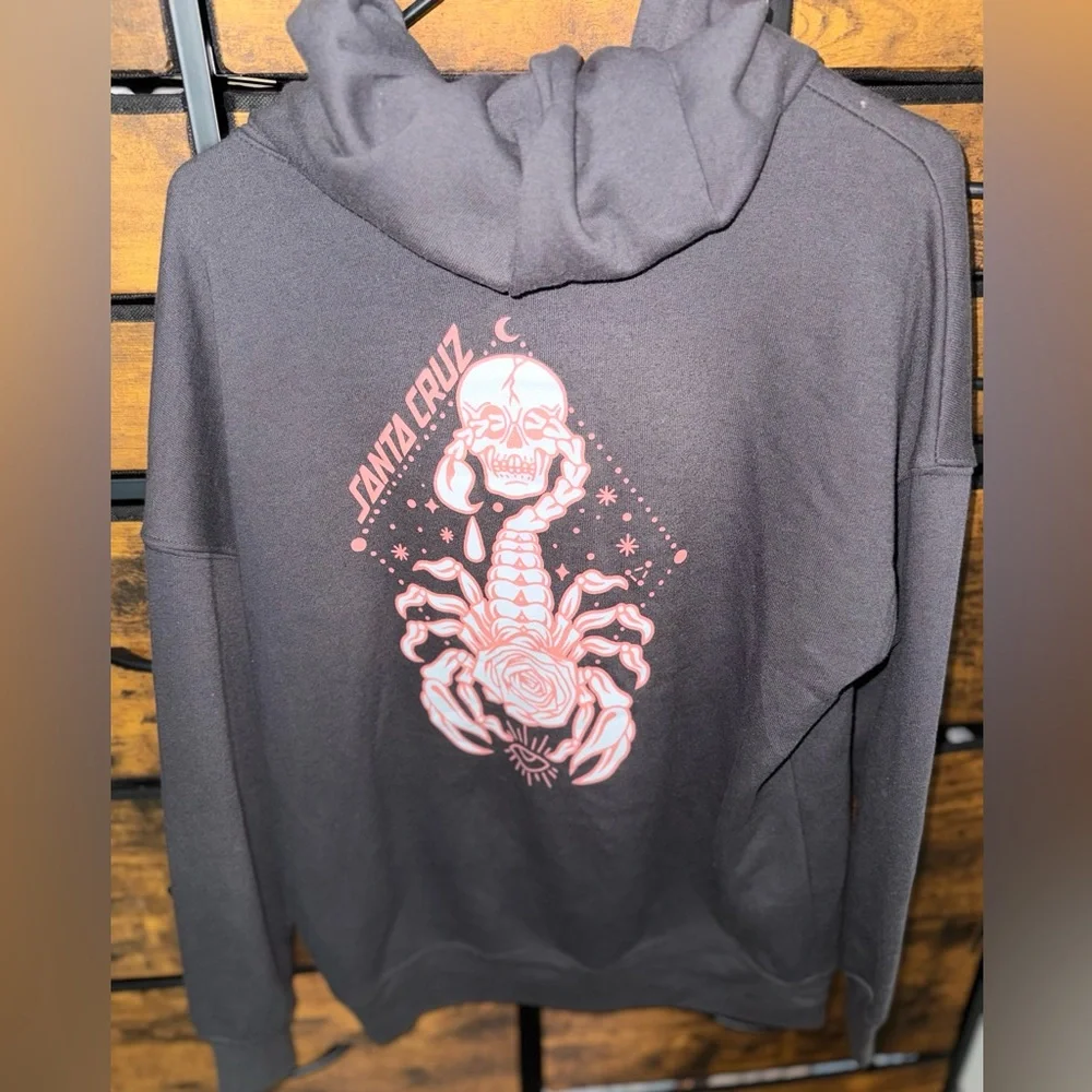 Santa Cruz Skateboards Charcoal Hoodie with Pink Logo - Picture 2 of 2